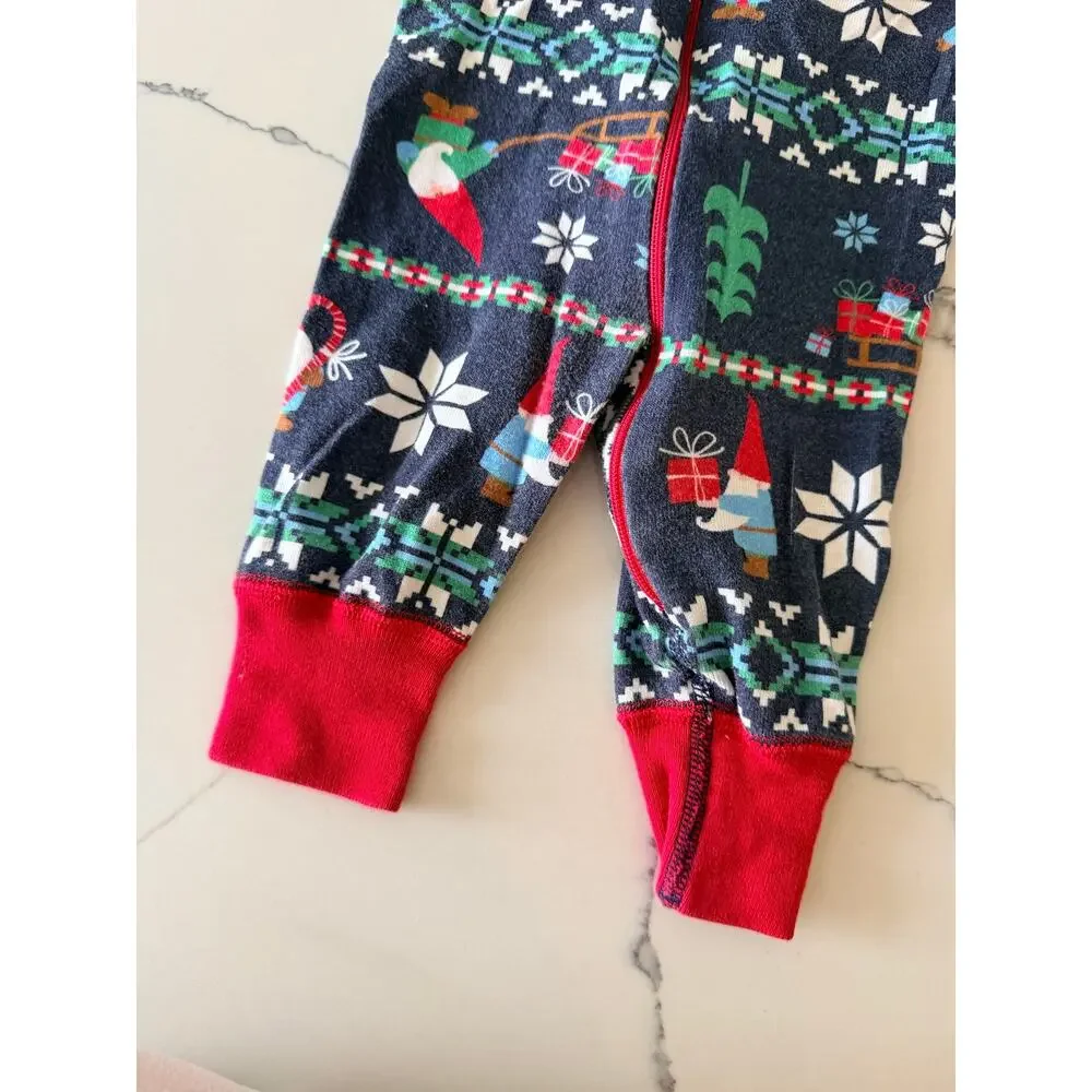 Hanna Andersson Baby Zip Sleeper Organic Cotton Gnome Fairisle 50 0-6 months
